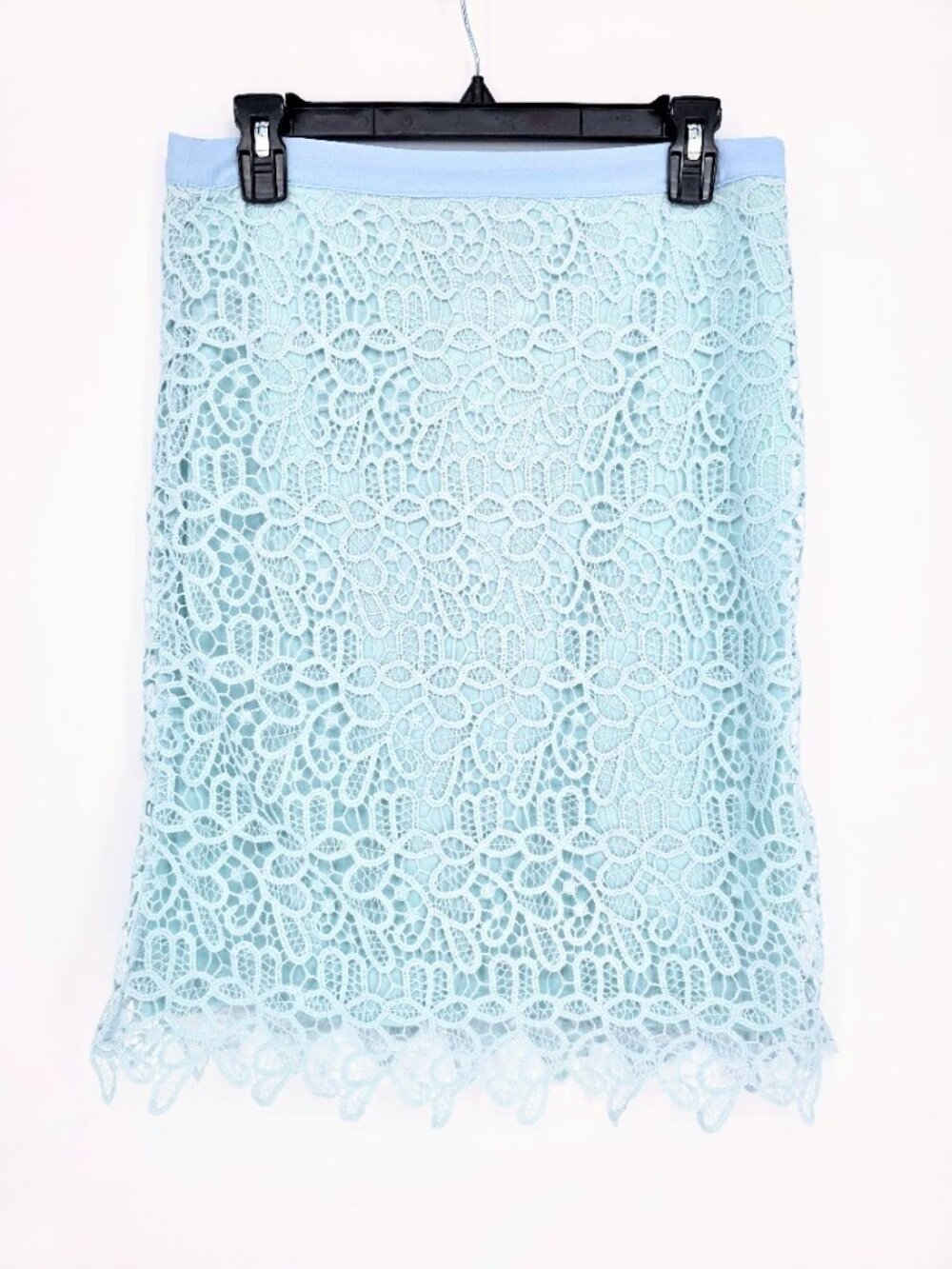 NWT Potter's Pot Light Blue Floral Lace Pencil Skirt - Size M